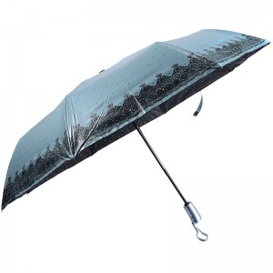 Черен покрив слънцезащитен чадър с фотографски дизайн печат 3 сгъваем чадъра