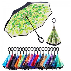 Персонализирани подаръци артикул ръчно отворен ветроустойчив обърнат обратен цветен дъжд чадър