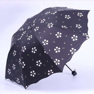 2019 Елегантен подарък артикул Намокрящ дъжд вълшебен цвят на печат, променящ се 3-кратен чадър