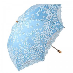 Производители чадъри ръб с дантела с 190T плат 3 сгъваеми ръчно отворени чадър маркетинг артикул