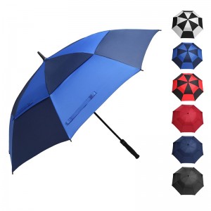 Прав голям открит дъждовен двоен сенник по поръчка за печат на голф чадър