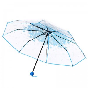 POE материал прозрачен рекламен артикул 3 сгъваем чадър ръчно отворен