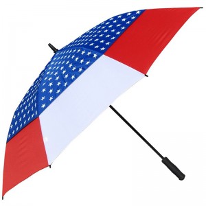 Нов промоционален артикул 30 инча голям двоен плат голф чадър с щампа на флаг