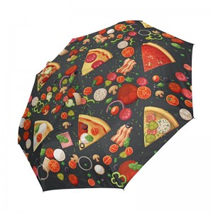 Пица смешно печат Промоционални подаръци елемент потребителски лого печат 3 сгъване автоматично отваряне и автоматично затворен чадър