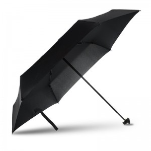 Черна pongee платформа метална рамка пластмасова дръжка ръчен отворен 5-кратен мини джобен чадър