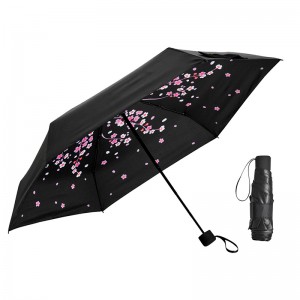 Популярен слънцезащитен вътрешен цветен печат 5 сгъваем мини чадъра