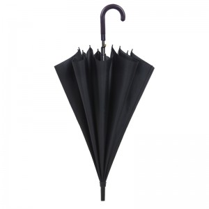 Класическа най-добра продажба черна понг плат плат метална рамка пластмасова крива дръжка прав чадър