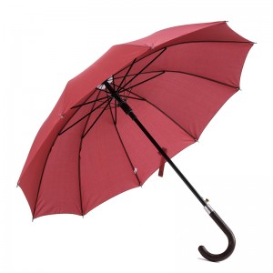 Външно потребителско лого 190T pongeee плат метална рамка J форма на дръжка автоматично отваряне редовен прав чадър