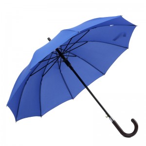 Най-висококачествена евтина материя за понге пластмасова извита дръжка прав чадър автоматично отворен